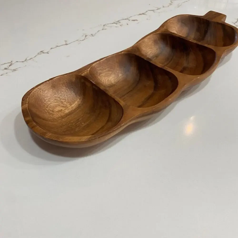 Mountain Woods Dark Brown 4 Compartment Acacia Wood Serving Tray